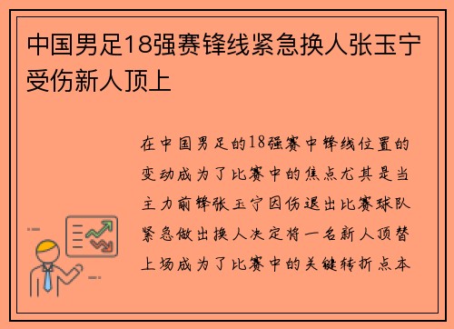 中国男足18强赛锋线紧急换人张玉宁受伤新人顶上 中国男足18强赛锋线紧急换人张玉宁受伤新人顶上